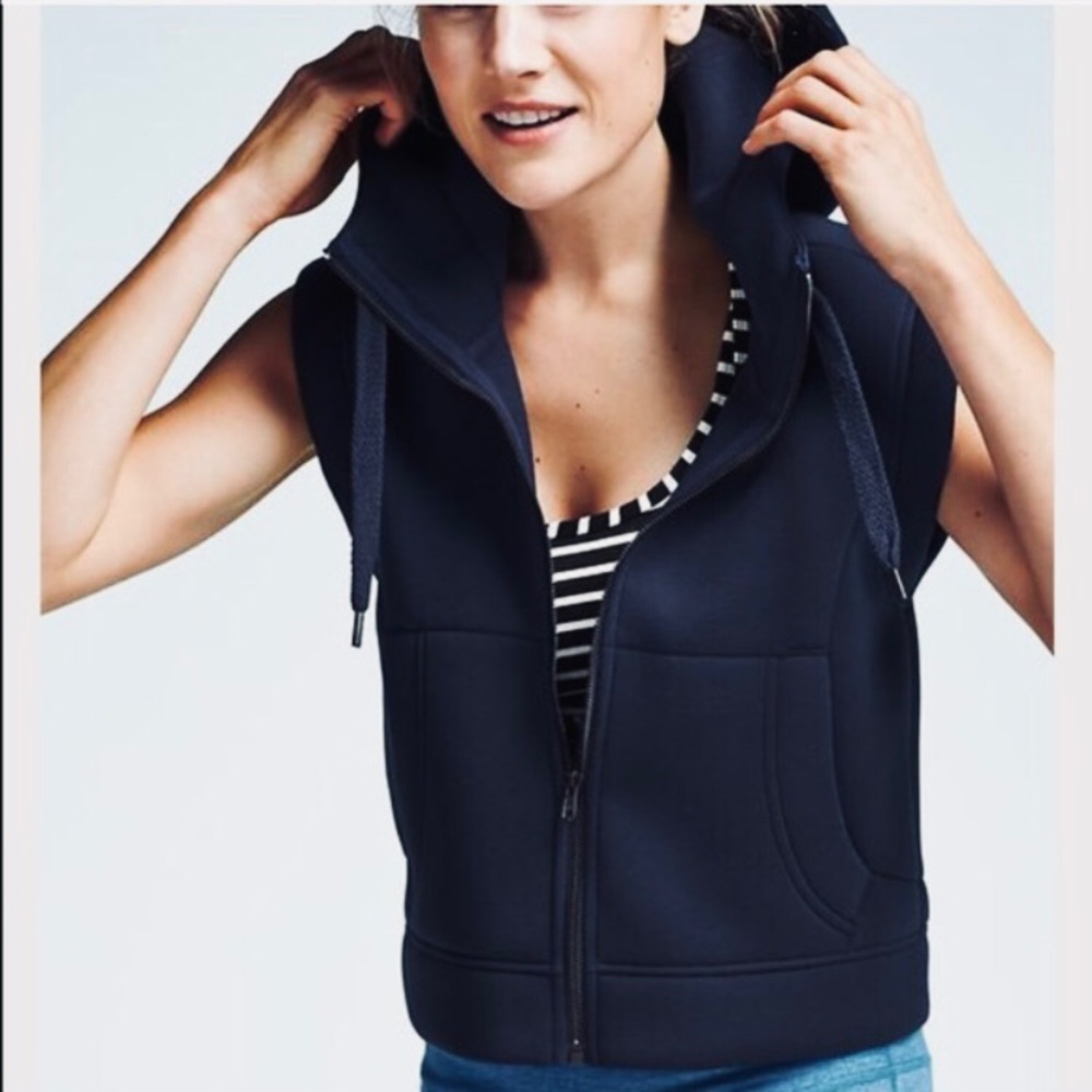Athleta Fuse Scuba Neoprene Zip Up Vest Hoodie